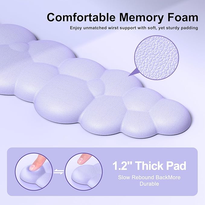 MOKURU Cloud Mouse Pad with Wrist Rest, Cloud Keyboard Wrist Rest, Mouse Pad Wrist Support, Ergonomic Keyboard Mouse Wrist Support (Purple)