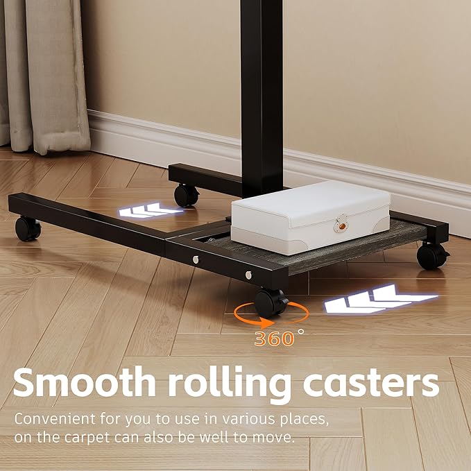 LINGMI Mobile Height Adjustable Laptop Desk with Mouse Pad, Portable Laptop Desk Rolling Tiltable Table with Small Side Table for Couch,Rolling Computer Stand
