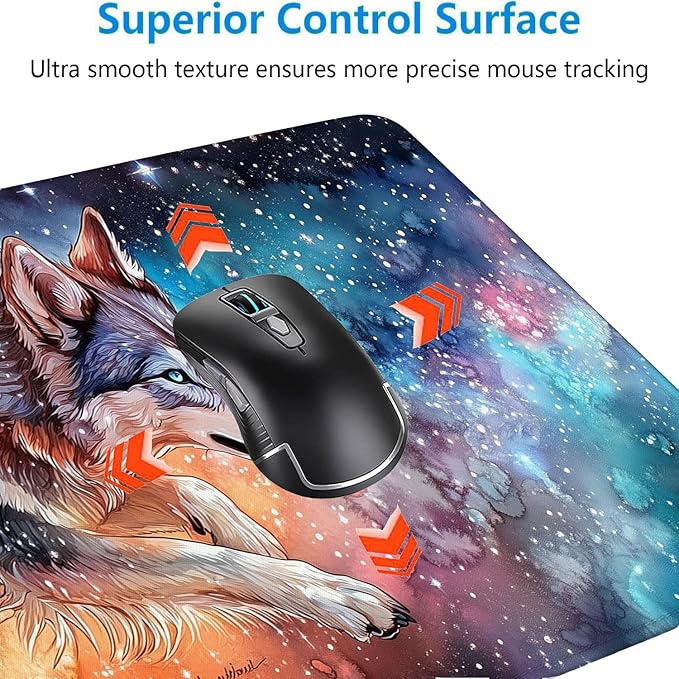 Wolf Mouse Pad Dream Colorful Galaxy Husky Starry Sky Large Gaming Mouse Mat with Stitched Edges,Non-Slip Waterproof Rubber Base Mous Mat Office Computer Keyboard Laptop Home 31.5x11.8 Inch