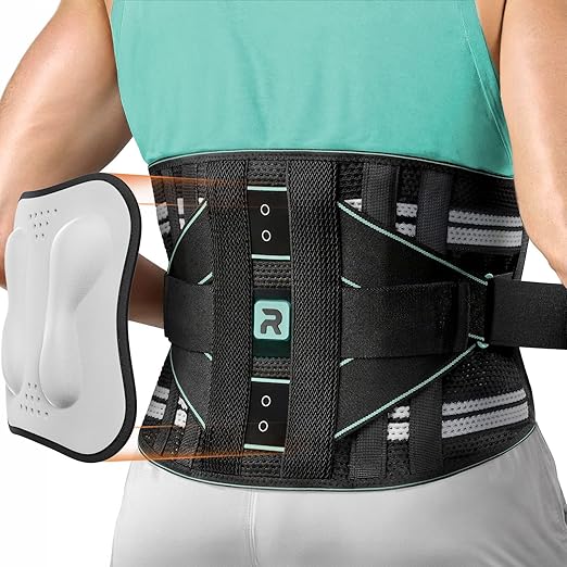 Rakiie Back Brace for Lower Back for Women Men, Elastic Back Support Belt with 8 Stays for Lifting at Work, Breathable Soft Lumbar Support, Blue S