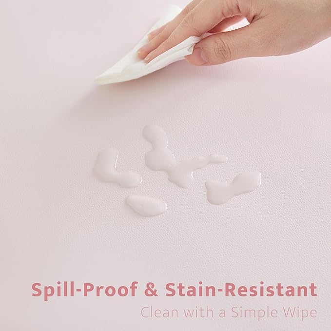 Pink Scalloped Desk Mat, 31.5" x 15.7", PU Leather, Waterproof Anti-Slip, Cute Aesthetic Desk Pad for Office/Home/Game/Vanity Large