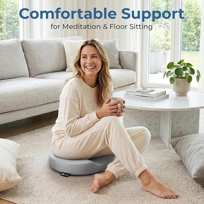 5 STARS UNITED Donut Pillow Hemorrhoid Tailbone Cushion – Large Floor Cushion for Pain Relief – Coccyx, Prostate, Sciatica, Pelvic Floor, Pressure Sores, Pregnancy, Postpartum Recovery, Light Gray