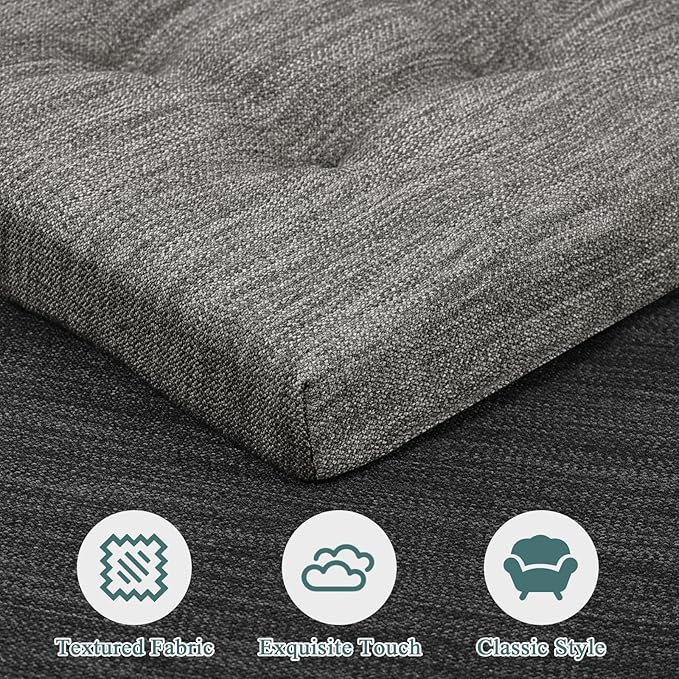 baibu 12 Inches Memory Foam Square Seat Cushion Set of 2, Dual-Layer Design Bar Stool Square Seat Cushion with Ties - 2 Pads Only, Gray (12" (30CM))
