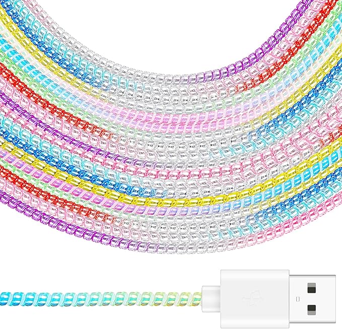 Frienda 10 Pcs Cord Protectors from Pets No Chew Spiral Cable Protector 43.3'' Phone Charger Cover Data Cable Protective Sleeve Chew Proof USB Wire Cover Stylish for Cat Dog Rabbit (Mixed Colors)