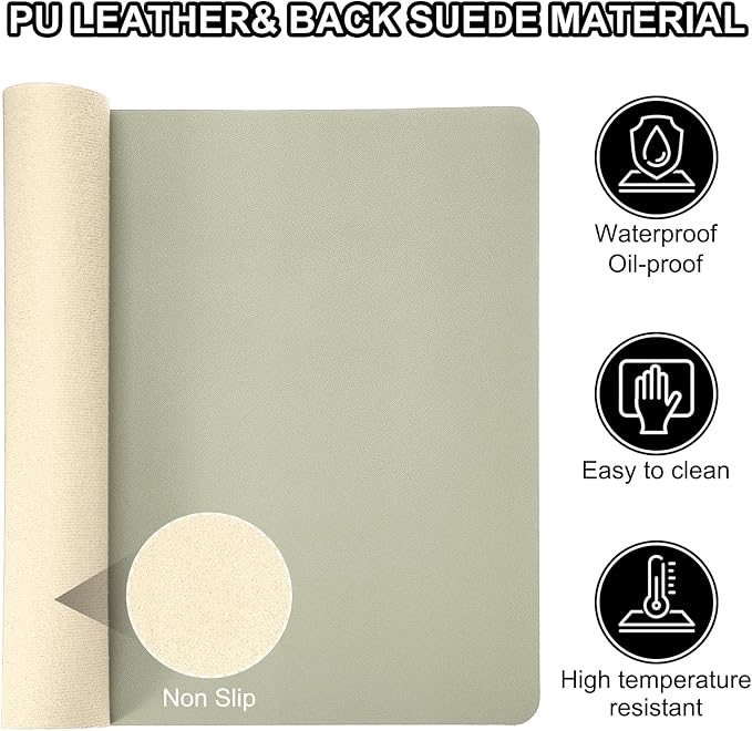 PATIKIL Desk Mat, 55'x17' Non-Slip Waterproof PU Leather Desktop Protector, Dual Sided, Green