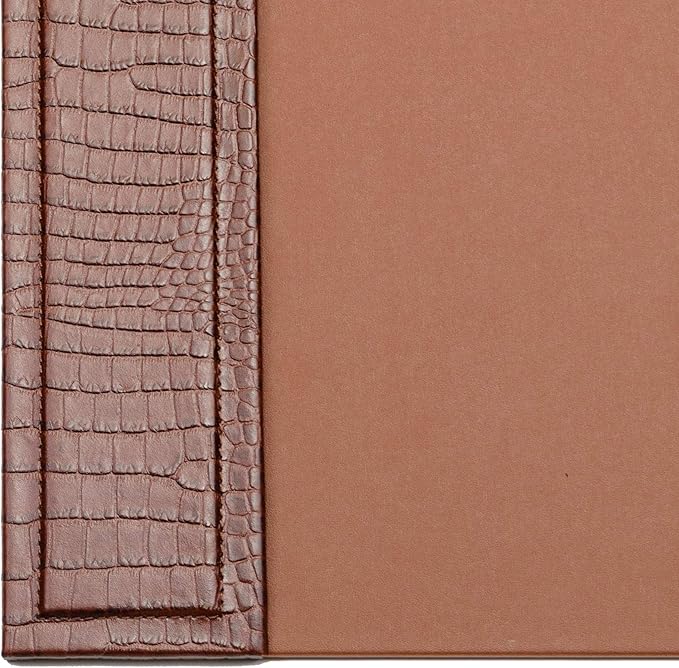 Dacasso Brown Crocodile Embossed Leather Desk pad with Side-Rails, 25.5 by 17.25 Inch