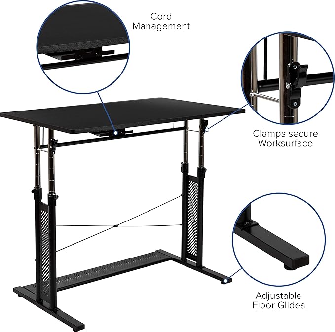 Flash Furniture Work From Home Kit - Adjustable Computer Desk, Ergonomic Mesh Office Chair and Locking Mobile Filing Cabinet with Side Handles