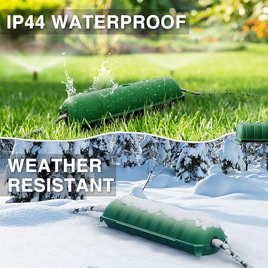 Flemoon Outdoor Extension Cord Safety Cover with Large Housing and IPX4 Waterproof Seal, Weatherproof Electrical Box for Outdoor Plugs and Power Cable Connections, Green
