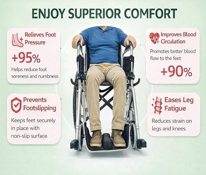 Premium Wheelchair Foot sling Hammock noncollapsible with separator and storage for Walker Rollator Holder long flight Leg attachment replacement elevating Portable Medical swing Essential Accessories