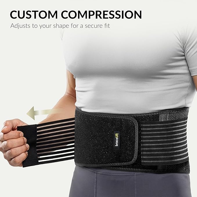 BraceUP Back Support Belt for Men and Women - Breathable Waist Lumbar Lower Back Brace for Sciatica, Herniated Disc, Back Pain Relief, with Dual Adjustable Straps (S/M 28-35 In)