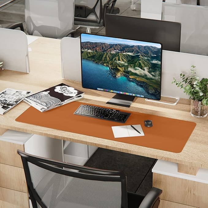 AFIING Cork Desk Mat 47" x 17", Dual-Sided Natural Cork & PU Leather Desk Pad, Non-Slip Waterproof Large Mouse Pad for Office, Home & Gaming (Brown)