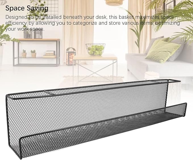 GLOGLOW Under Desk Cable Management Tray, Metal Wire Organizer with No Drill Design for Organizing Extension Cords At Home Office or Kitchen (Small Size)
