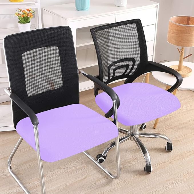 Smiry Stretch Jacquard Office Computer Chair Seat Covers, Removable Washable Anti-dust Desk Chair Seat Cushion Protectors - Lavender