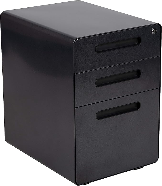 Flash Furniture Work From Home Kit - Black Computer Desk, Ergonomic Mesh Office Chair and Locking Mobile Filing Cabinet with Inset Handles