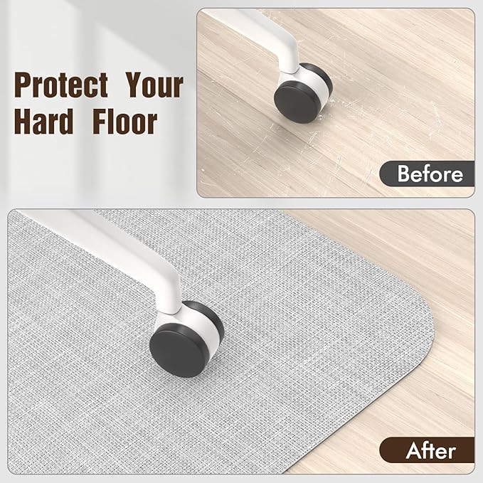 Blvornl Office Chair Mat for Hardwood Floor, 36"x 48" Desk Computer Chair Mat for Hard Wood and Tile Floor, Large Anti-Slip Hard Floor Protector Rolling Chair Mat, PVC Mat Desk Rug Light Grey