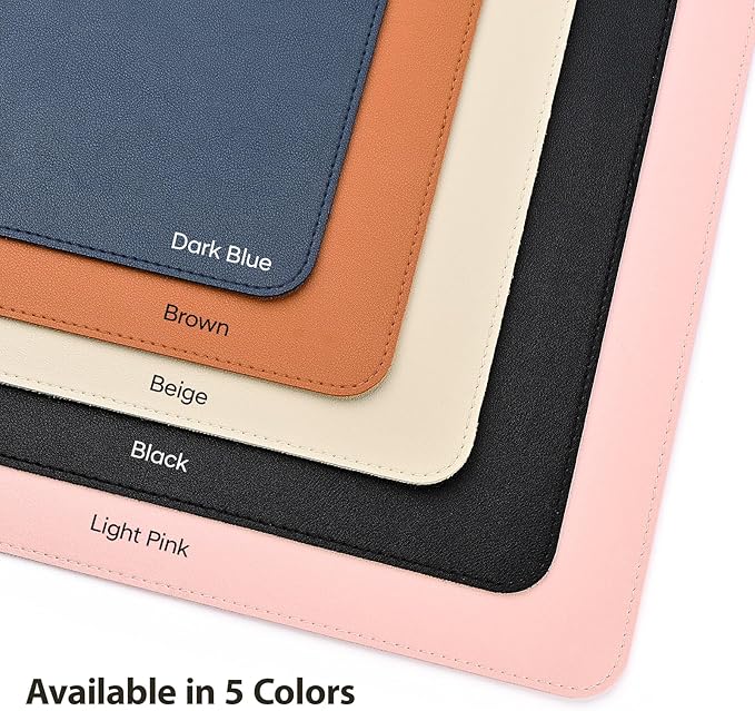 Leather Desk Pad Protector, Office Desk Mat, Large Mouse Pad, Non-Slip PU Leather Desk Blotter, Waterproof Computer Desk Writing Pad for Office and Home (Beige, 31.5" x 15.7")