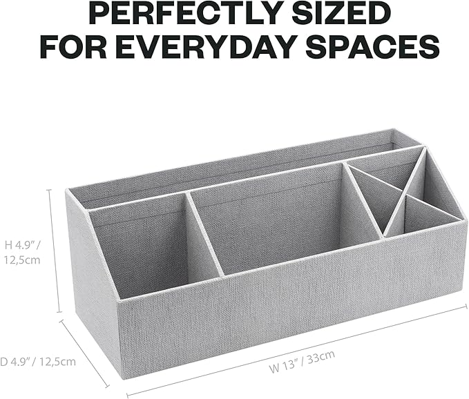 Bigso Elisa Desktop Organizer | Durable Office Desk Organizer for Office Supplies and Accessories | Desk Organizer with 7 Compartments for Customizable Organization | 13.1”x4.9”x4.9” | Ash