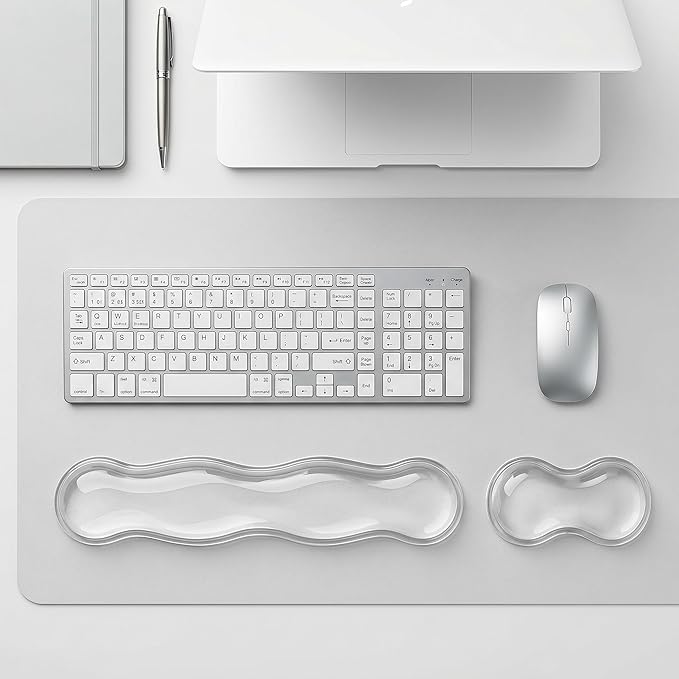 Update Gel Wrist Rest Pad for Keyboard & Mouse Set, Silicone Viscoelastic Wrist Support No Slip Pad for Pain Relief, Effortless Typing, Gaming, Computer, Laptop, Office