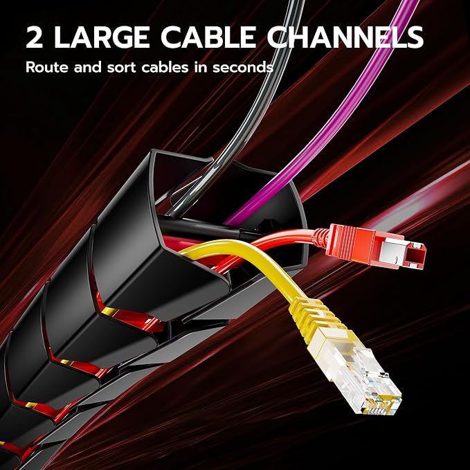 ARES WING Under Desk Cable Management Spine, Screw On Vertebrae Cable Management for Standing Desk, Length Adjustable Cord Organizer with 20 Modular Vertebrae for Office and Gaming Desks, Red