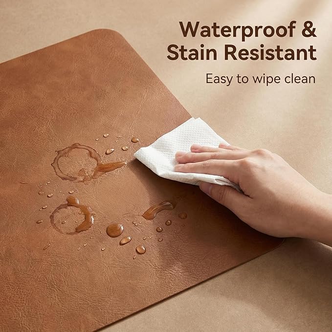 Leather Desk Pad Protector, Office Desk Mat, Mouse Pad, Non-Slip PU Leather Desk Blotter, Laptop Desk Pad Desk Accessories for Office and Home (Brown, 19.7'' x 25.22'')