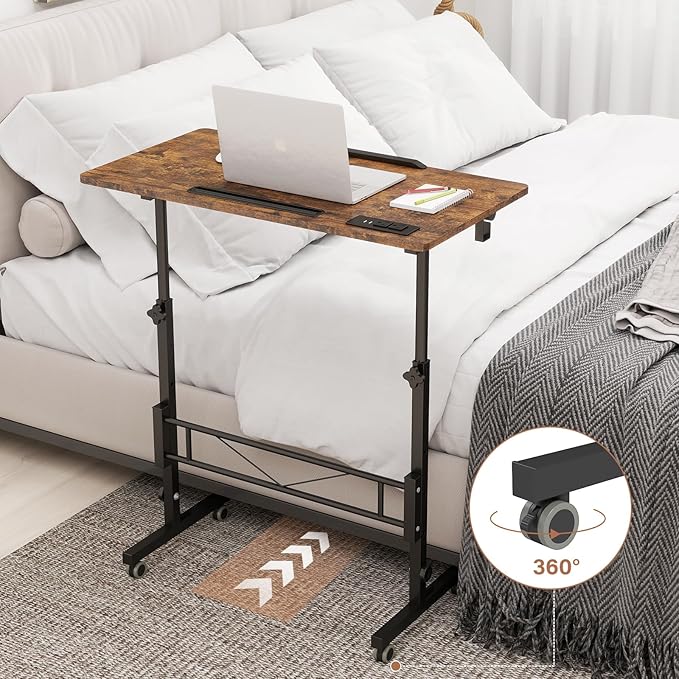 SIDUCAL Standing Desk Height Adjustable with Tiltable Tabletop, Rustic Brown