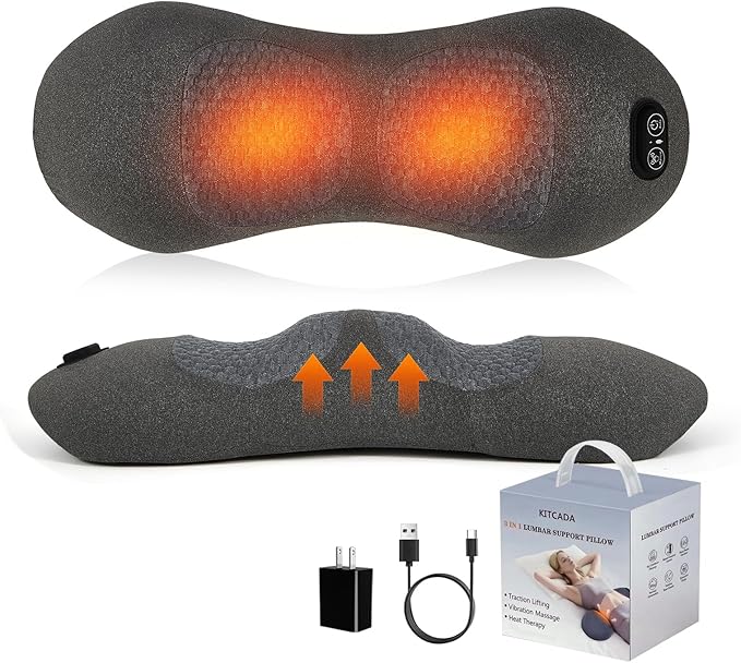 Smooth Spine Triple Fusion Back Massager with Heat - Sciatica Pain Relief & Spine Decompression Device, Deep Tissue Massager for Lower Back Pain, Office Chair and Home Use for Chronic Sufferers