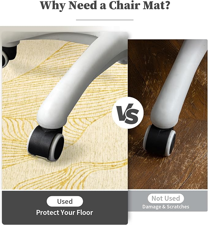 chakme Office Chair Mat for Hardwood Floor, 72"x48" Easy Glide Computer Desk Mat Protector for Rolling Chair Under Desk Rug Nonslip Backing, Machine Wash, (Golden Leaf)