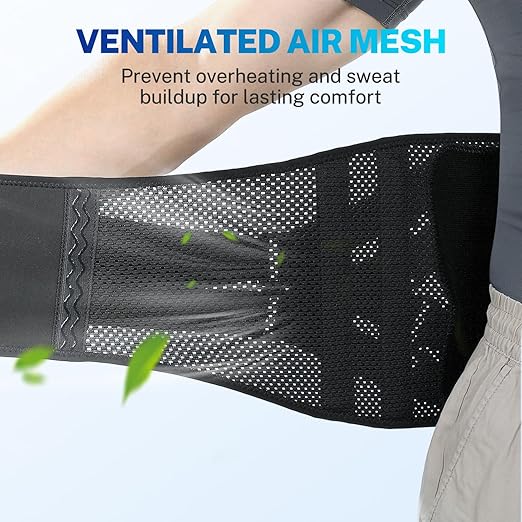 Back Brace for Women Men, Reinforced 3D Lumbar Support Pad, 4 Carbon Fiber Splints, Ultra-thin Air Mesh, Wear for Under Clothes, for Lower Back Pain Relief, Sciatica, Posture, Lifting, Size XL