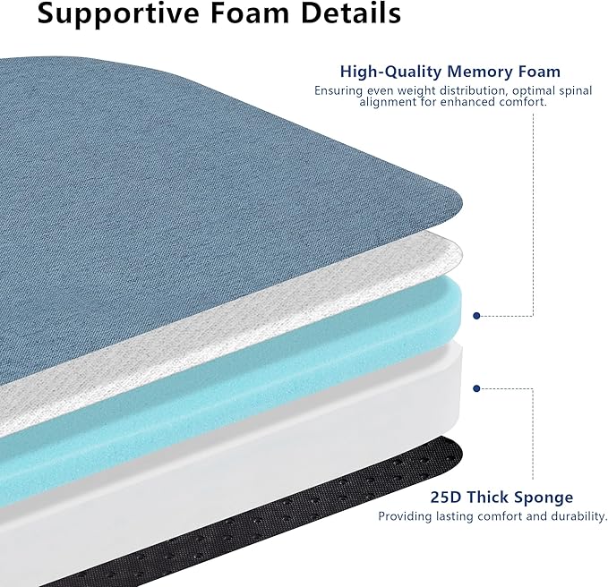 Nordjager Dining Chair Cushions Set of 6 Memory Foam Chair Cushion, Comfortable Dining Chair Pad Removable Slip Resistant Kitchen Chair Seat Cushion (6 Piece, Blue)
