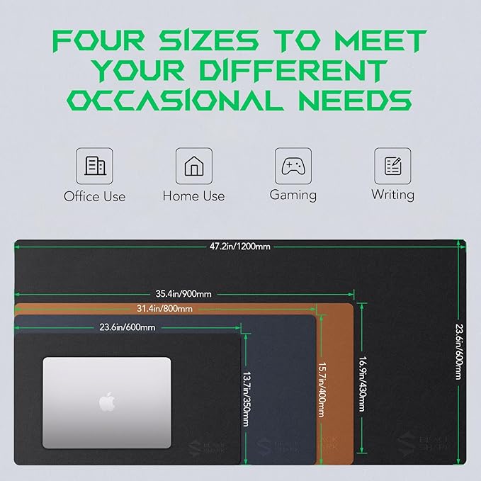 Black Shark Non-Slip Desk Mat, Gaming Mouse Pad (23.6" x 13.7" x 0.12"), Easy-to-Clean Laptop Keyboard Mouse Pad, Writing Pad, Waterproof Desktop Protector, Suitable for Office/Home - Manta P8 Brown