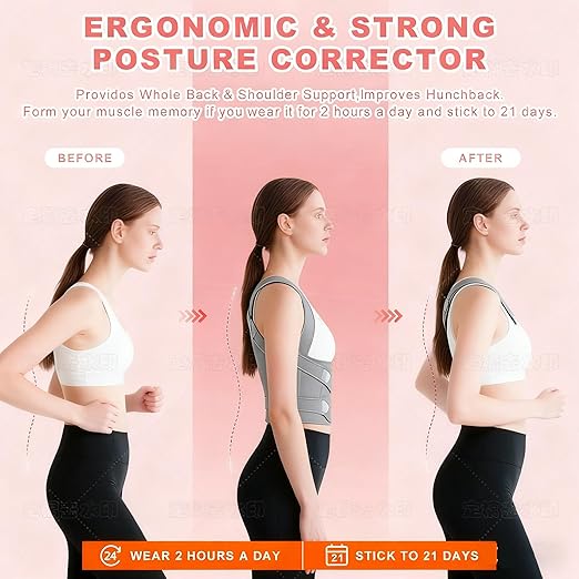 Back Brace Posture Corrector for Women and Men, Adjustable Shoulder Straightener Full Lumbar Support Belt, Upper and Lower Back Pain Relief, Scoliosis Hunchback Hump Thoracic Spine Corrector (Gray L)