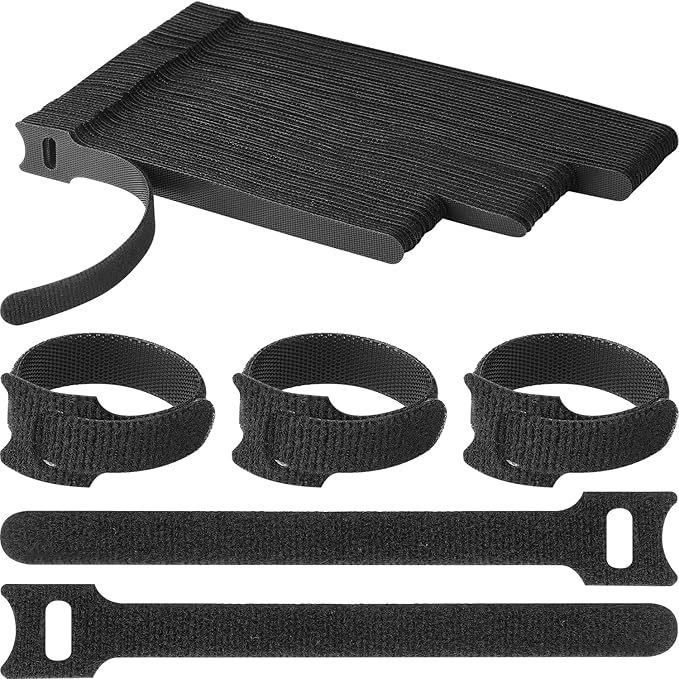 60pcs Fastening Microfiber Cloth Cable Ties Wire Management(6/7/8 Inch, Black)