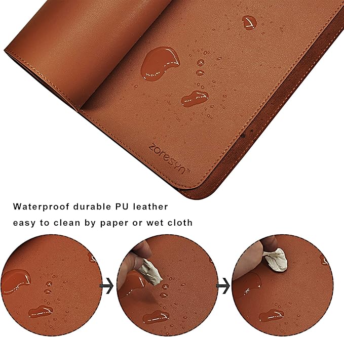 ZORESYN Conference Table Pads (70.9" x 31.5") - PU Leather Extended Large Mouse pad Office Desk Mat - Nonslip Base and Waterproof Desktop Writing Pad Mouse Mat (Light Brown)