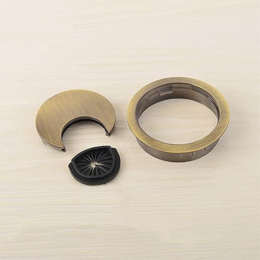 3Psc Desk Grommet,Cable Cord Hole Cover for Home and Office,Metal Zinc Alloy Materilal (Bronze, 2 Inchs)