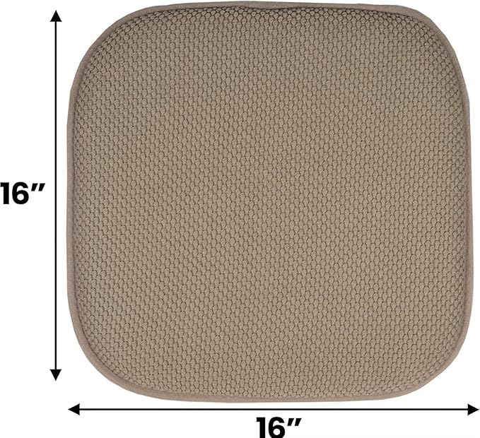GoodGram 12 Pack Non Slip Ultra Soft Chenille Honeycomb Premium Comfort Memory Foam Chair Pads/Cushions - Assorted Colors (Taupe, 12 Pack)