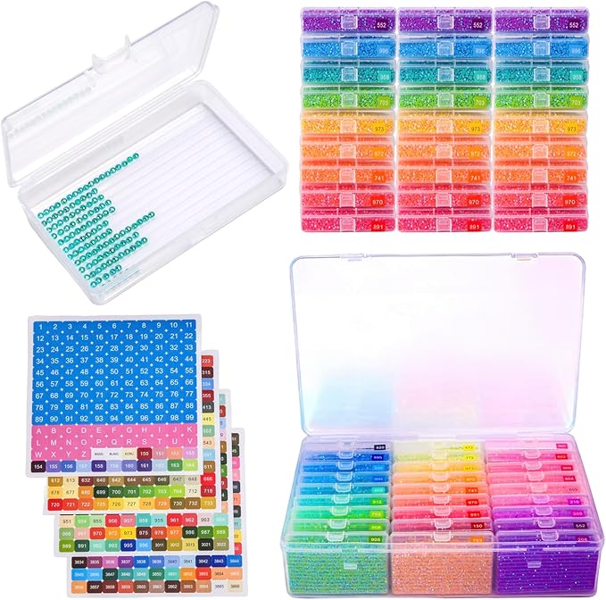 Diamond Art Storage, 2pack 54pcs Diamond Painting Storage Trays Organizer, 2-in-1 with Lids Dotz Accessories Tools Containers Case Box (Beads not Included)