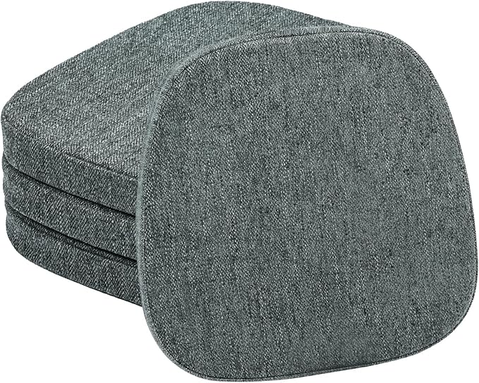 baibu 14x14 Memory Foam Metal Chair Cushions Set of 4, Dual-Layer Design Non-Slip Metal Dining Chair Pads Kitchen Seat Cushion with Machine Washable Cover, 4 Counts, Dark Grey