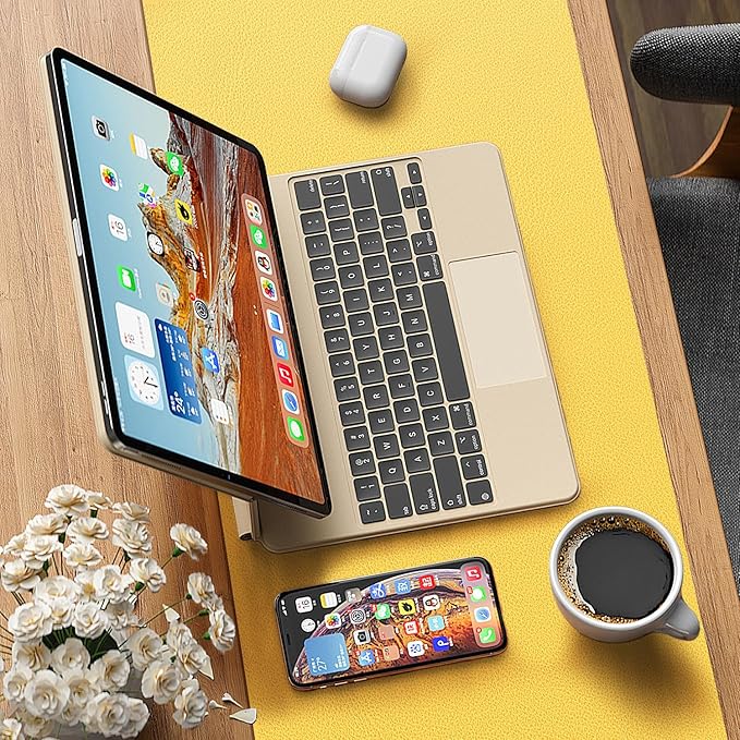 Leather Desk pad Protector, Office Mat, Large Mouse Mat, Non-Slip PU Leather Blotter, Laptop Desk Pad,Waterproof Laptop Computer Desk Keyboard Mat for Office/Work/Home/Decor (Yellow, 55in*18in)