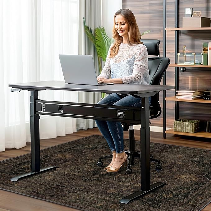 36"x48" Office Chair Mat for Hardwood Tile Floor, Under Desk Carpet Protector for Rolling Computer Chair Mat, Machine Washable Area Rug, Anti-Slip 1/5" Thick Low Pile Thin Vinyl Floor Mat, Brown