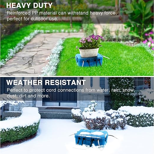 Flemoon Large Outdoor Electrical Box (12.5 x 8.5 x 5 inch), IP54 Waterproof Outdoor Extension Cord Cover Weatherproof, Protect Outlet, Plug, Socket, Timer, Power Strip, Holiday Light Decoration,Blue
