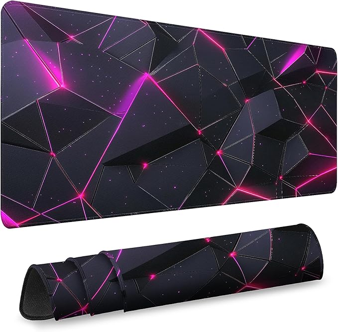 Gaming Mouse Pad - (31.5"×11.8") Honeycomb Large Mouse Pads for Desk - Desk Mat for Keyboard and Mouse with Non-Slip Base, Desks Pad Matfor Game/Office & Home (Black Rose Red)