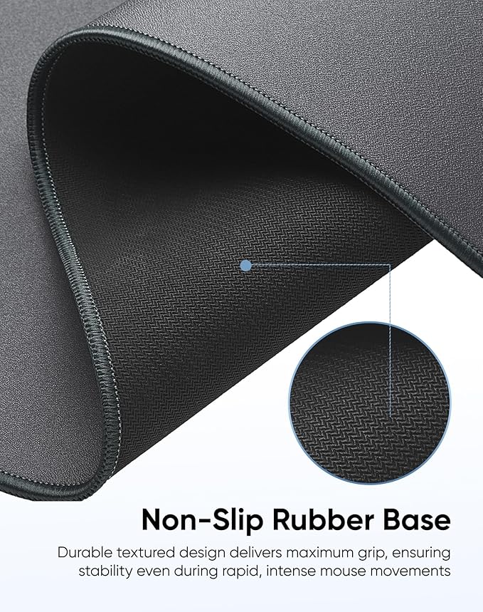 Reniteco Waterproof Large Gaming Mouse Pad with Durable Stitched Edges, Non-Slip Rubber Base, Grainy Jacquard Mouse Mat Desk Pad for Home Office Gaming, 35.4''x15.7''x0.12'', Matte Gray