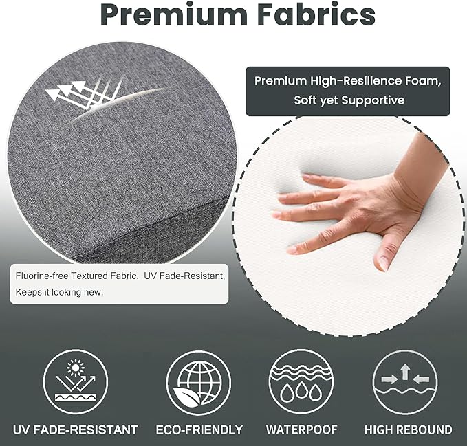 Battilo Chair Cushions for Dining Chairs with Ties, Waterproof Kitchen Chair Pad with Non-Slip Backing, Seat Cushions with Machine Washable Removable Cover, 16"x16"x2", Set of 2, Dark Grey