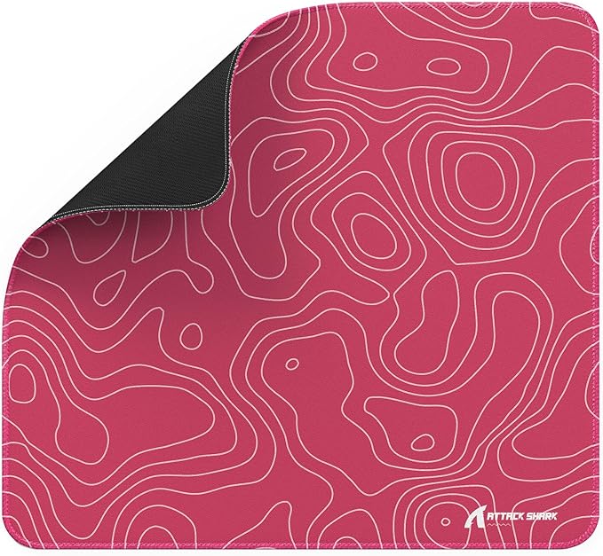 ATTACK SHARK CM02 Gaming Mouse Pad for Esports Speed Large Mouse mats for Desk Waterproof Surface Stitched Edges and Anti-Slip Rubber Base Size L Laminate 17.72” x 15.75” x 0.16” Pink Contour