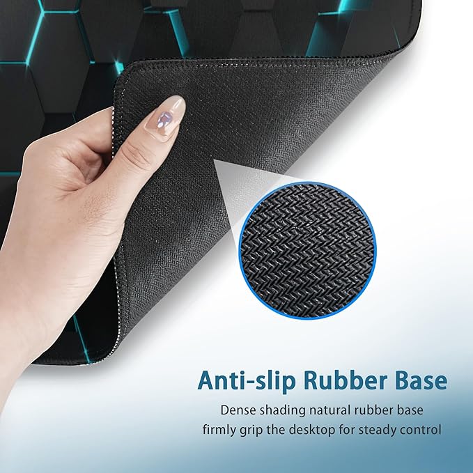 Gaming Mouse Pad, Blue Honeycomb Science Technology Extended Mouse Pad Gaming Large,Big Desk Mat with Non-Slip Base and Stitched Edge,Long Computer Keyboard Mouse Mat for Home Office Work 31.5"x11.8"