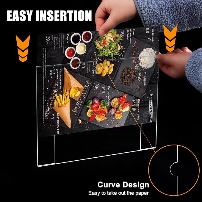 xydstay 12pack 8.5 X 11 Wall Mount Acrylic Sign Holder with Tape, Clear Plastic Menu Holder, Unbreakable Table Sign Holder for Office, Restaurant, Store, School and Home Use with Notch