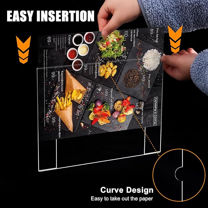 xydstay 6pack Acrylic Wall Sign Holder with Tape,8.5 X 11 Wall Mount Clear Plastic Sign Holder, Memo Document Menu Holder for Restaurant, Office, School, Store and Home Use,No Drilling