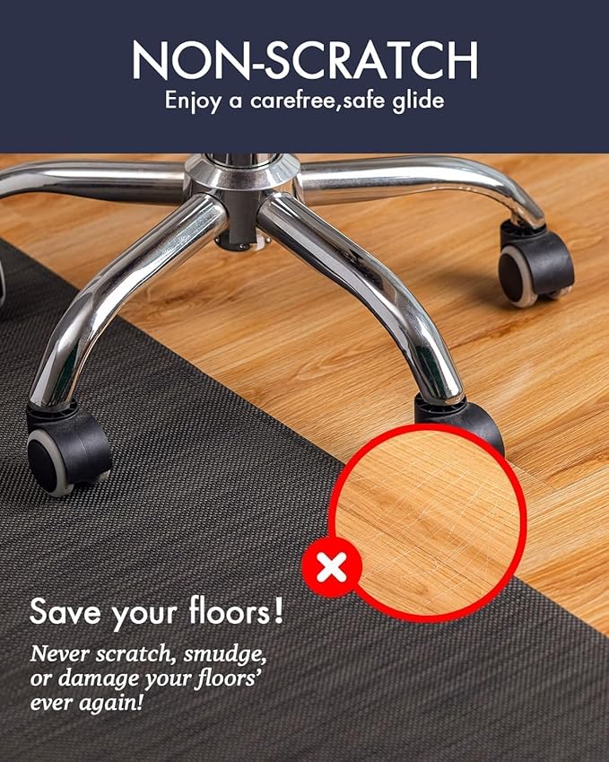 Office Chair Mat for Hardwood Floor Under Desk Computer Rolling Chair Mat for Wood/Tile Floor Non-Slip Heavy Duty Desk Rug PVC Plastic Hard Floor Protector 45"x 53" (Espresso)