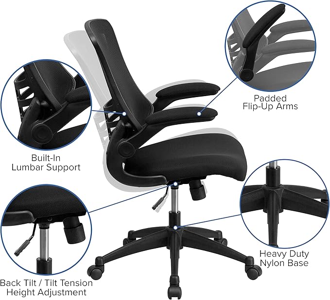 Flash Furniture Work From Home Kit - Adjustable Computer Desk, Ergonomic Mesh Office Chair and Locking Mobile Filing Cabinet with Side Handles