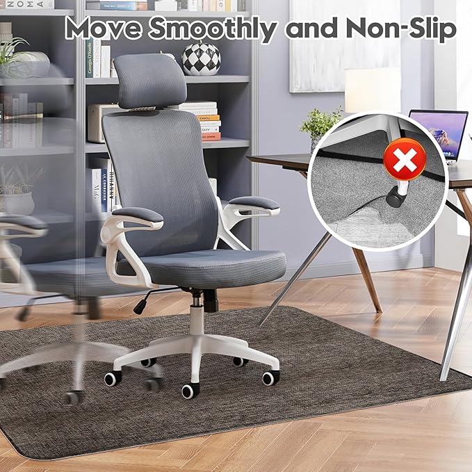 Sycoodeal Office Chair Mat for Hardwood & Tile Floor,Computer Gaming Chair Mat for Rolling Chairs Non-Curve, Anti-Slip, Heavy Duty Floor Protector for Home Office,Dark Coffee (40" x 48")